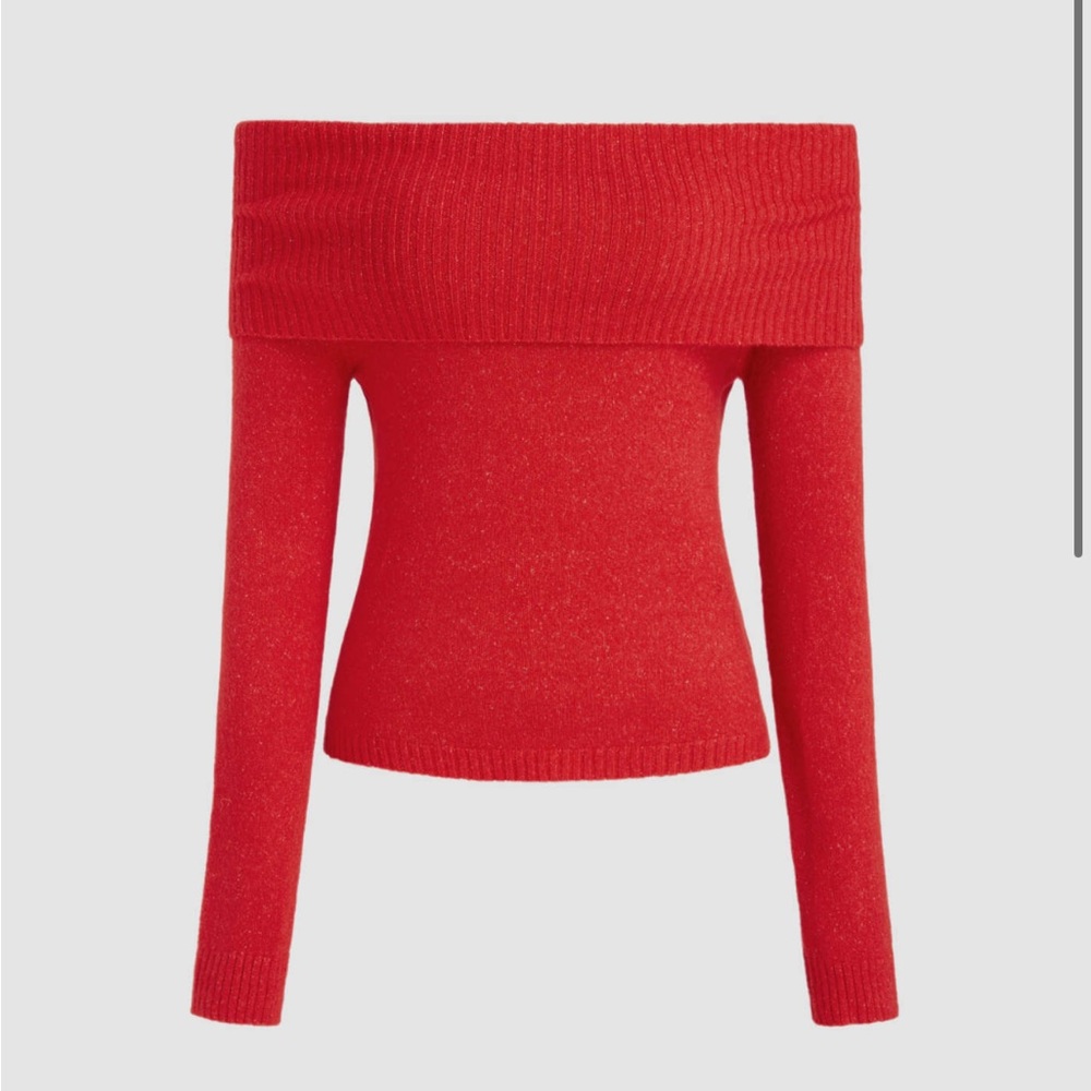 Off-shoulder Knitted Long Sleeve Top